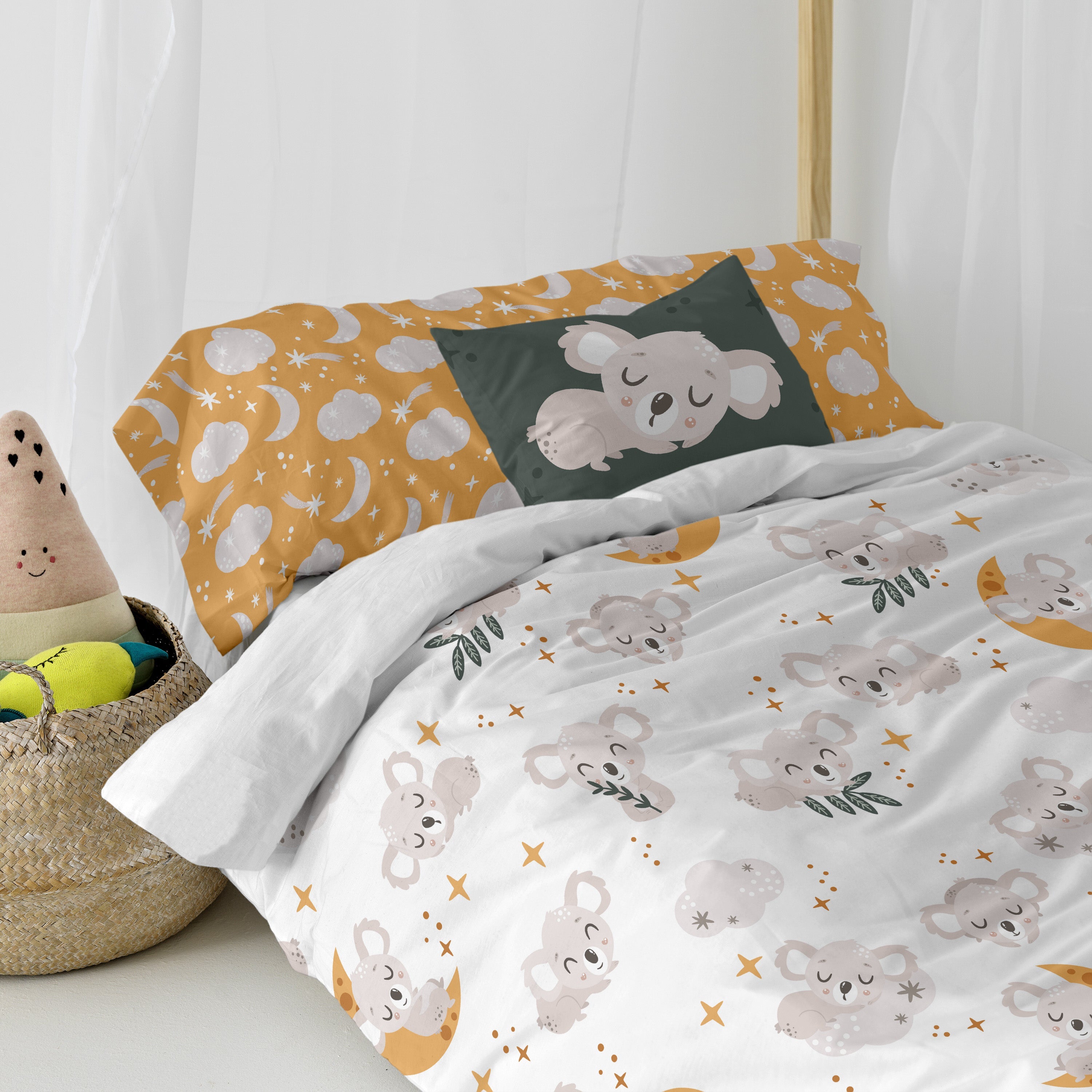 Baby koala Dekbedovertrek 2-delig Moshi Moshi, Veelkleurig, 100% katoen, de kwaliteit van 150 hilos