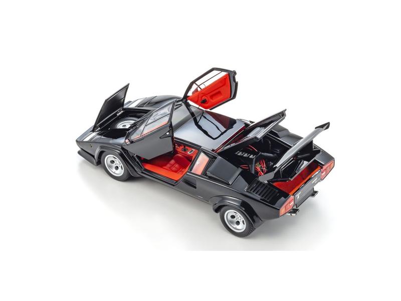 Kyosho Lamborghini Countach LP5000 Quattrovalvove Schwarz, Detailgetreues Modellauto für Sammler im Massstab 1:18