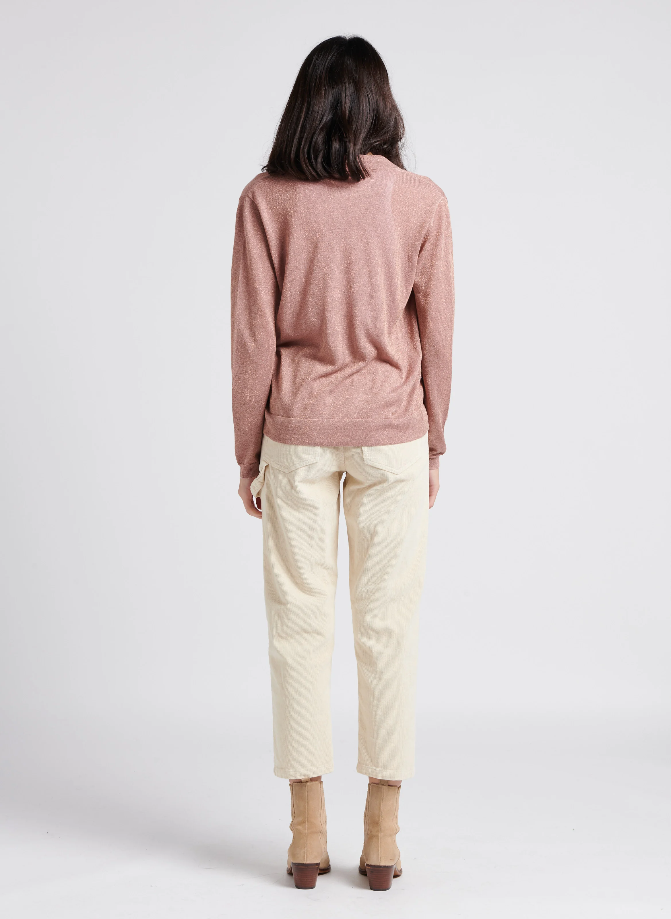 Pantalon style charpentier en coton velours | Beige