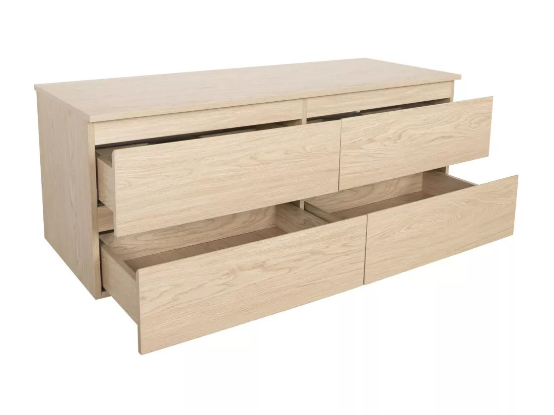 Ensemble meuble double vasque décor chêne 120 cm + 2 vasques + 2 miroirs + 2 robinets + colonne