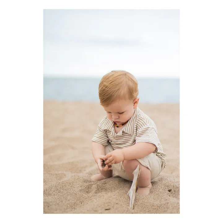 1+ in the family T-Shirt Col Polo en Lin Andreu | Camel
