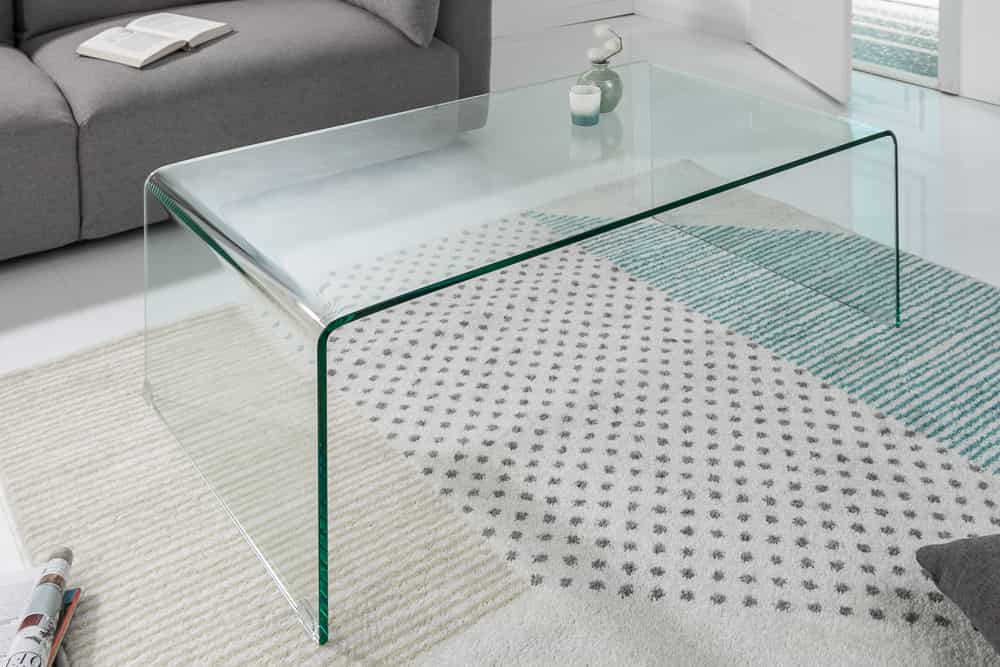 Extravaganter Glas Couchtisch FANTOME 110cm transparent