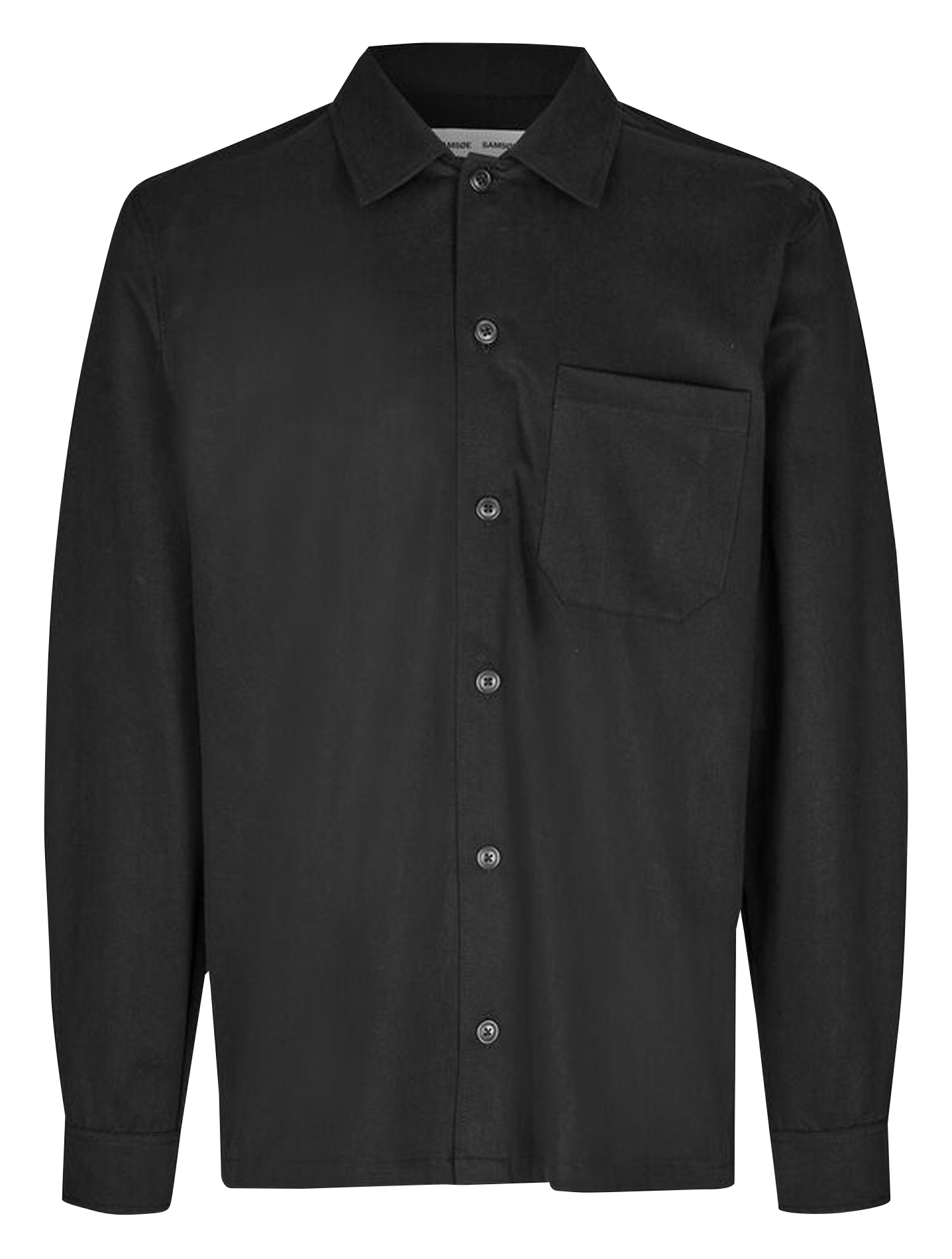 SATAKA - Surchemise ample col classique encoton bio mélangé | Noir