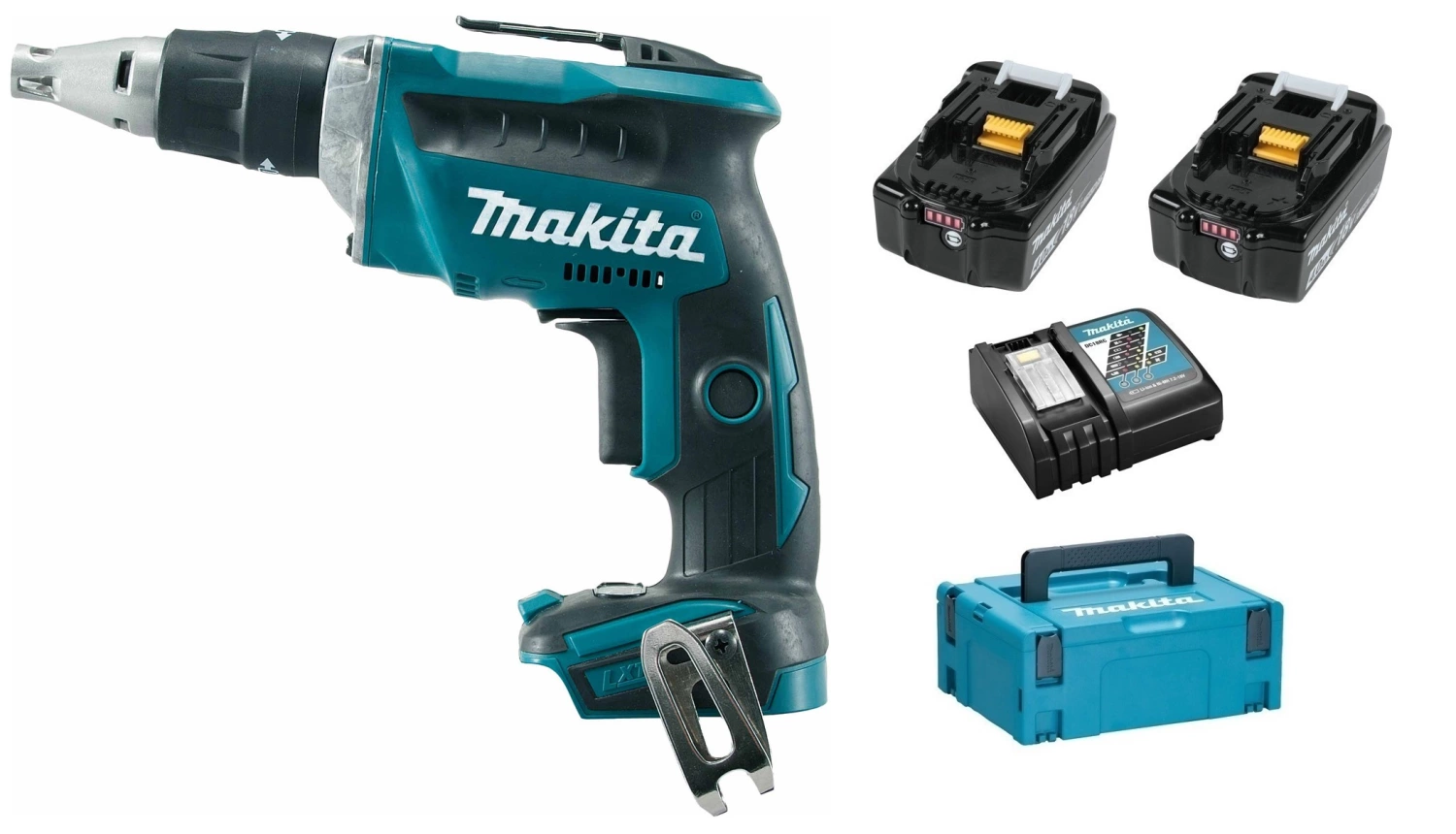 Makita DFS452RMJ 18V Li-Ion accu gipsschroefmachine set (2x 4.0Ah accu) in Mbox - koolborstelloos