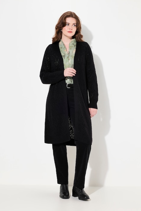 Long-Strickjacke, Struktur, offenes Modell