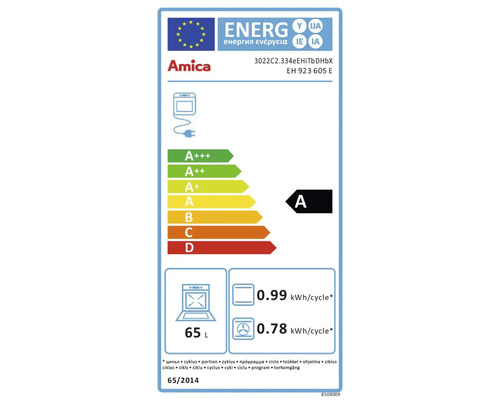 Amica oven zonder kookplaat EH 923 605 E, bruikbaar volume 65 l
