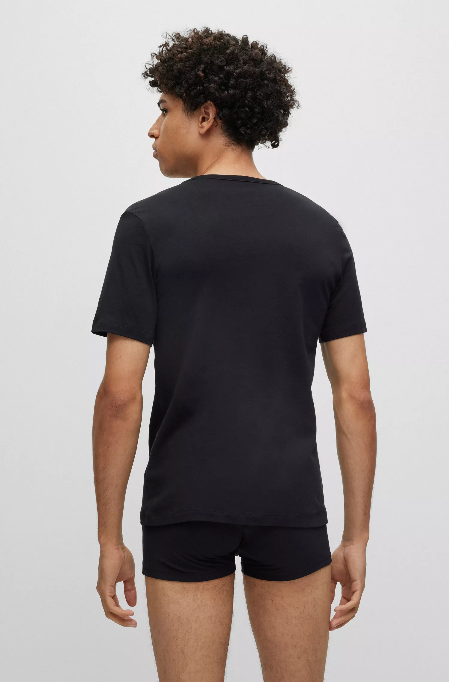 HUGO Vermelho - Pacote triplo de camisetas de algodão com estampa do logo