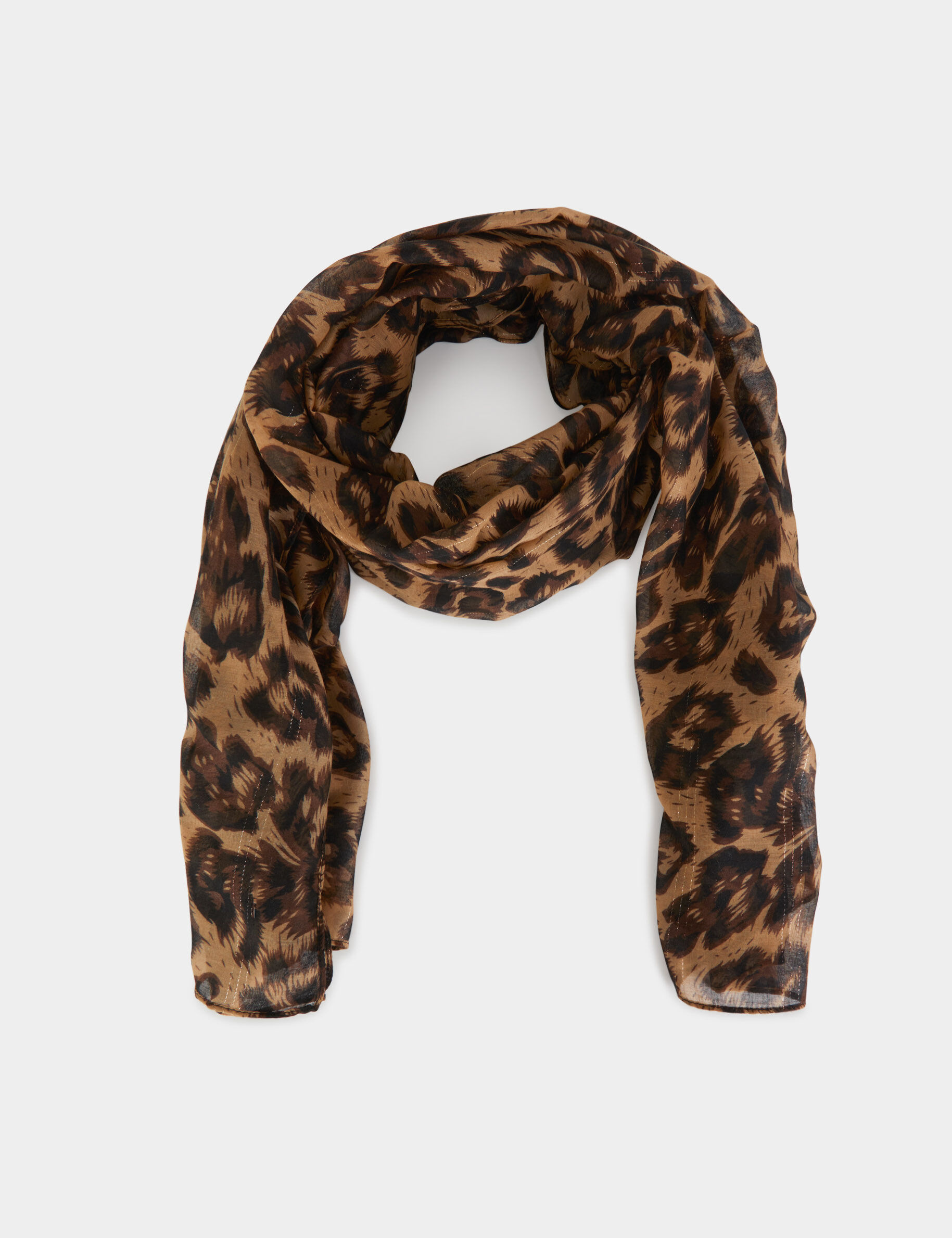 Foulard imprimé animalier marron femme - marron
