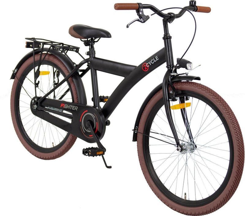 2Cycle - Fighter - Kinderfiets - Zwart - 24 inch - Voor Jongens