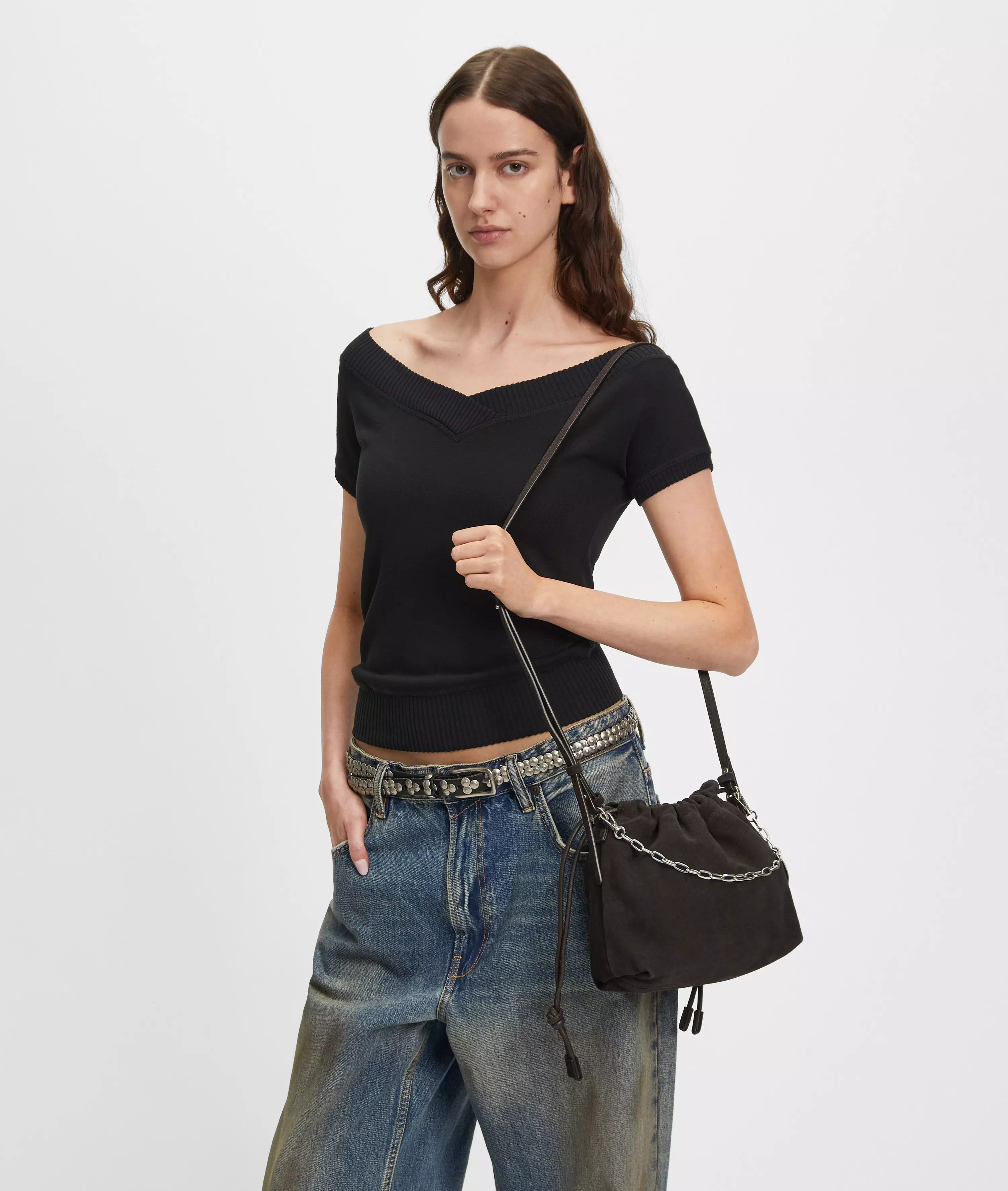Lya II Hobo S Handy pouch bag made from soft suede