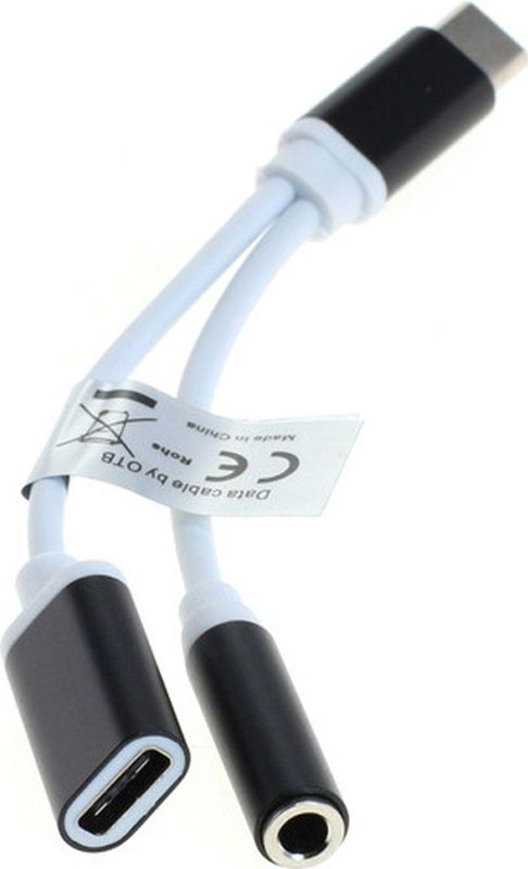 OTB USB-C naar 3,5mm Jack audio adapter met USB-C laadpoort - passief / wit - 0,15 meter