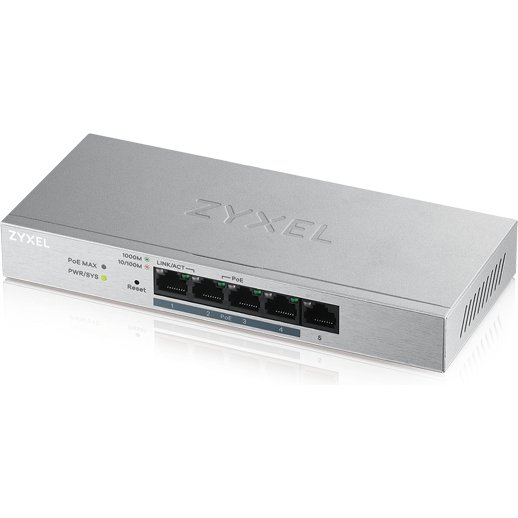 Zyxel GS1200-5HP v2 Géré Gigabit Ethernet (10/100/1000) Connexion Ethernet, supportant l'alimentation via ce port (PoE) Gris