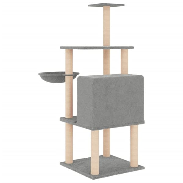 vidaXL Kattetre med klorestolper i sisal lysegrå 132 cm