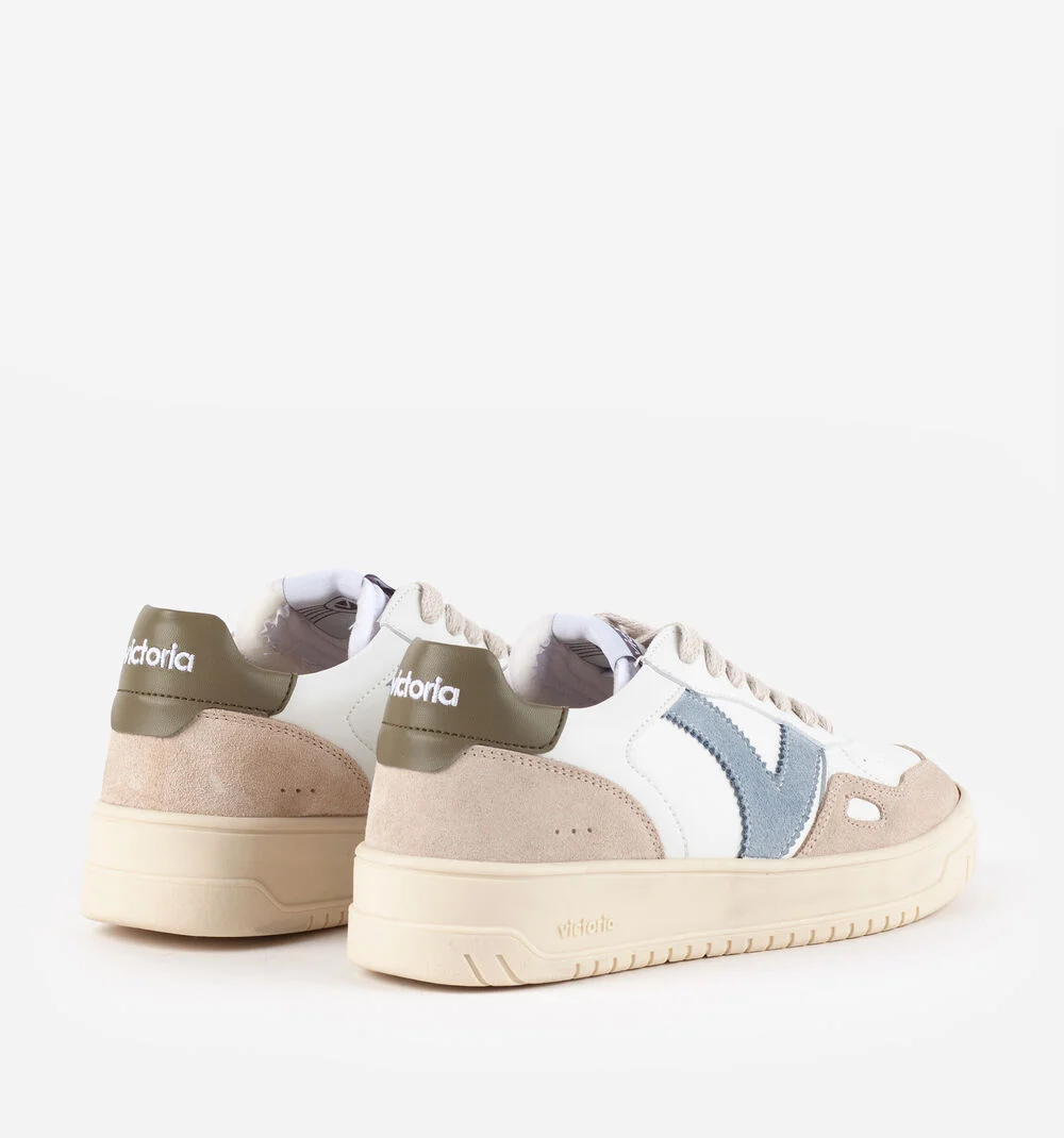 SEUL EFFET CUIR & CUIR FENDU Baskets unisexes semelles beiges KAKI