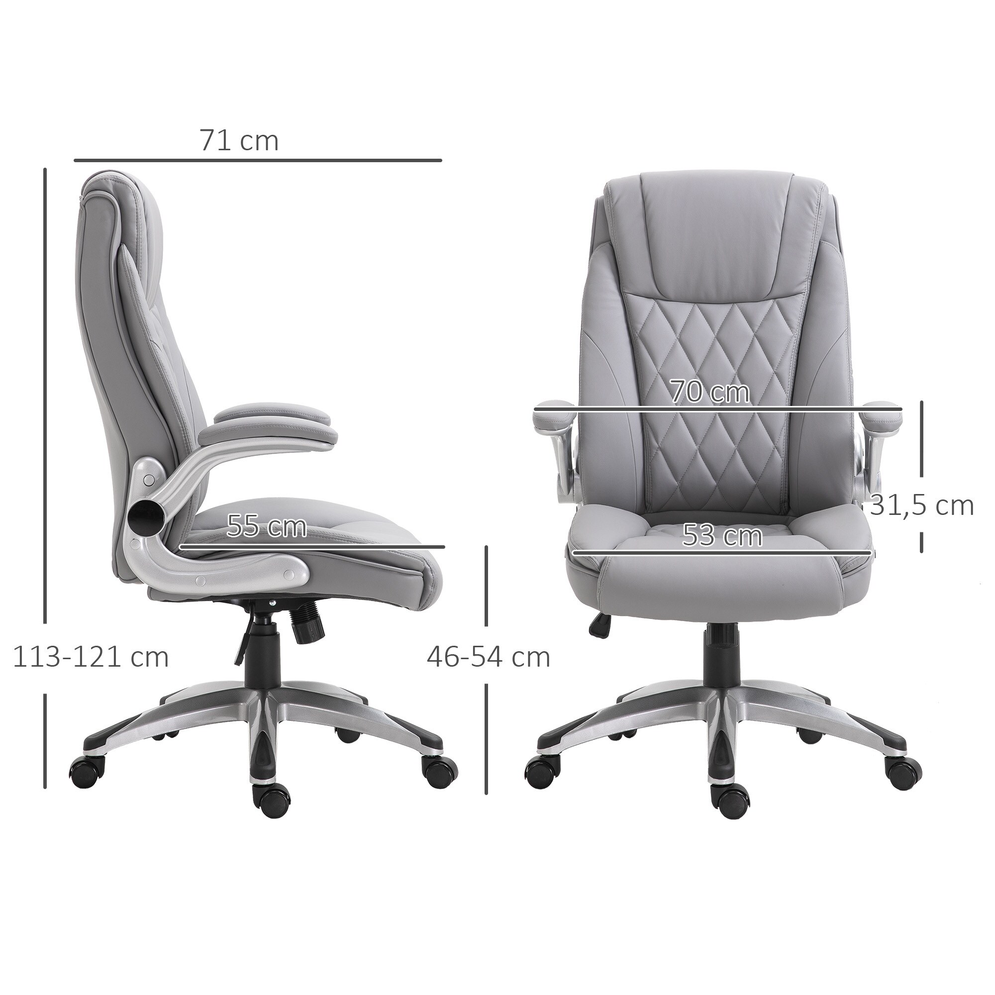 Vinsetto Bürostuhl mit Wippfunktion 69,5 x 76 x 113-121 cm (BxTxH)