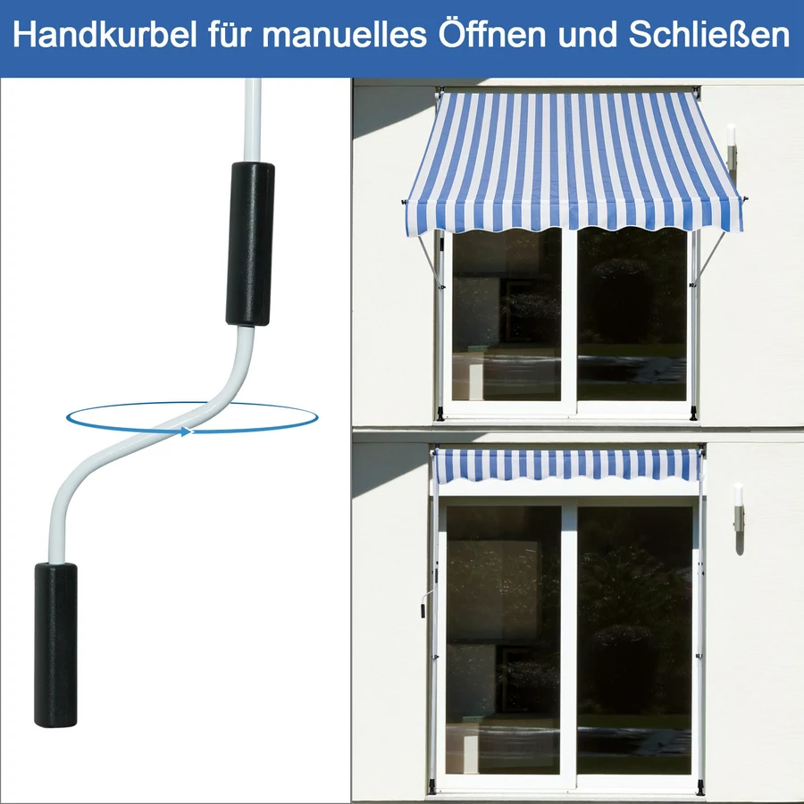 Outsunny Klemmmarkise mit Handkurbel blau