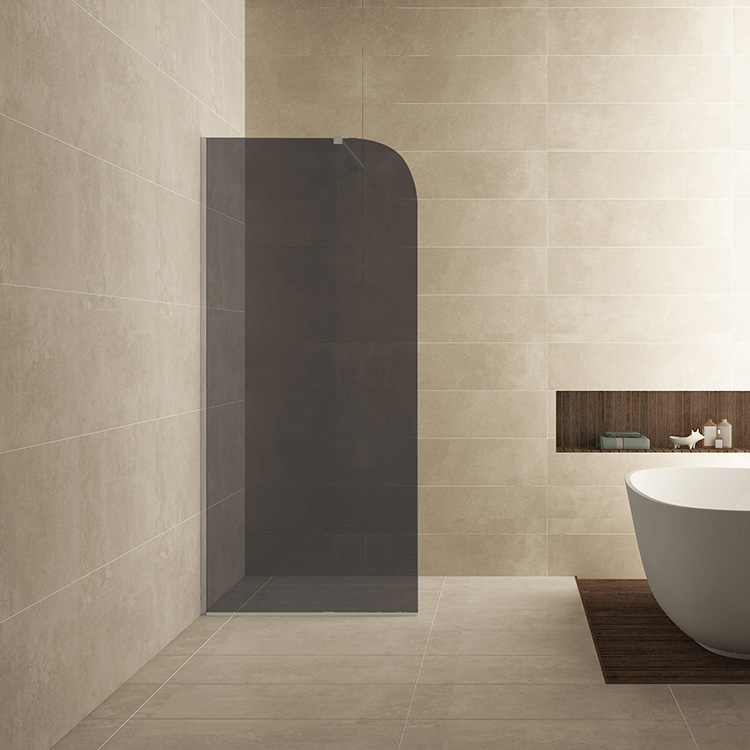 Mueller Curvello afgeronde glaswand 90x200cm met rookglas anti-kalk