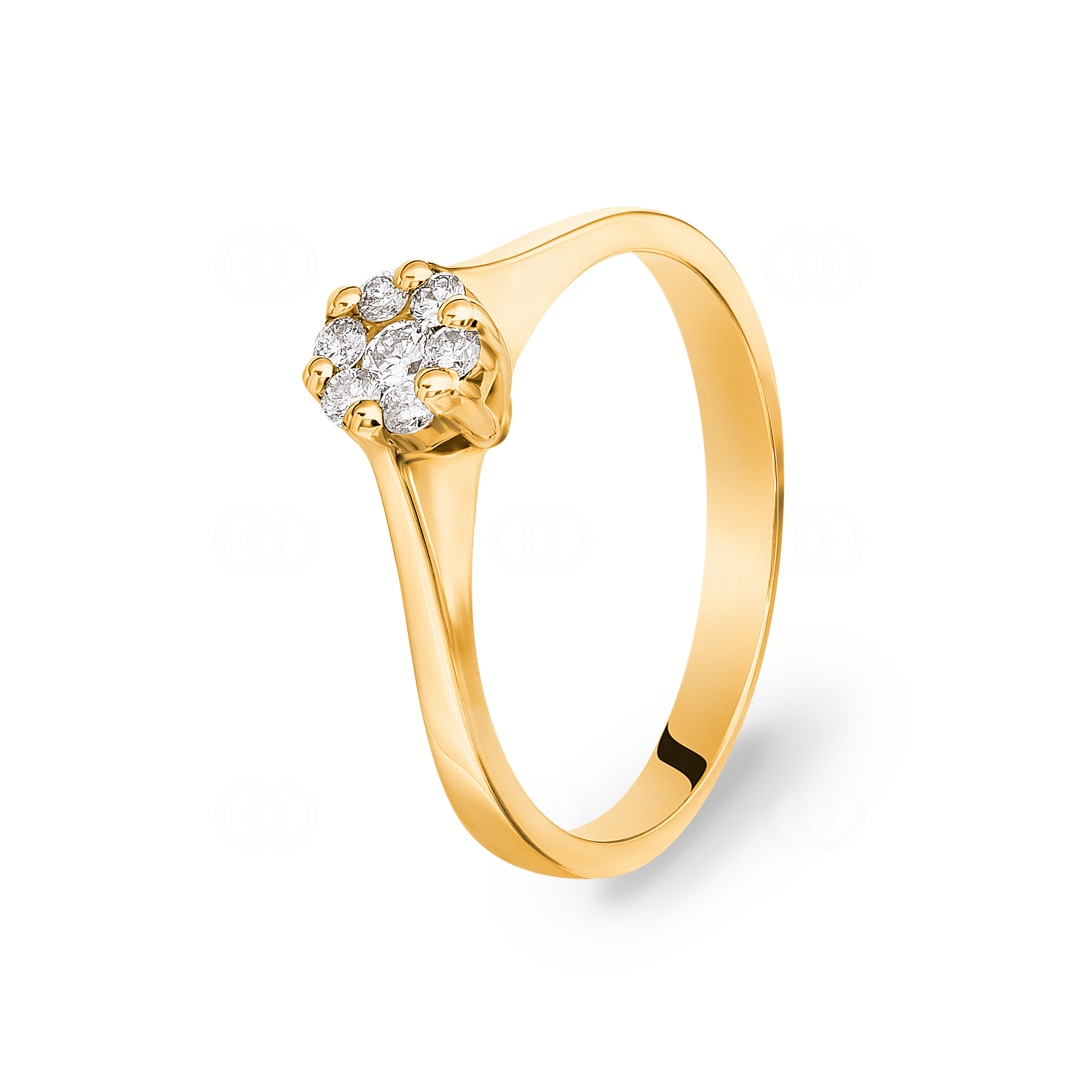 Verlobungsring 750/18 K Gelbgold mit Diamanten 0.18 ct H/si