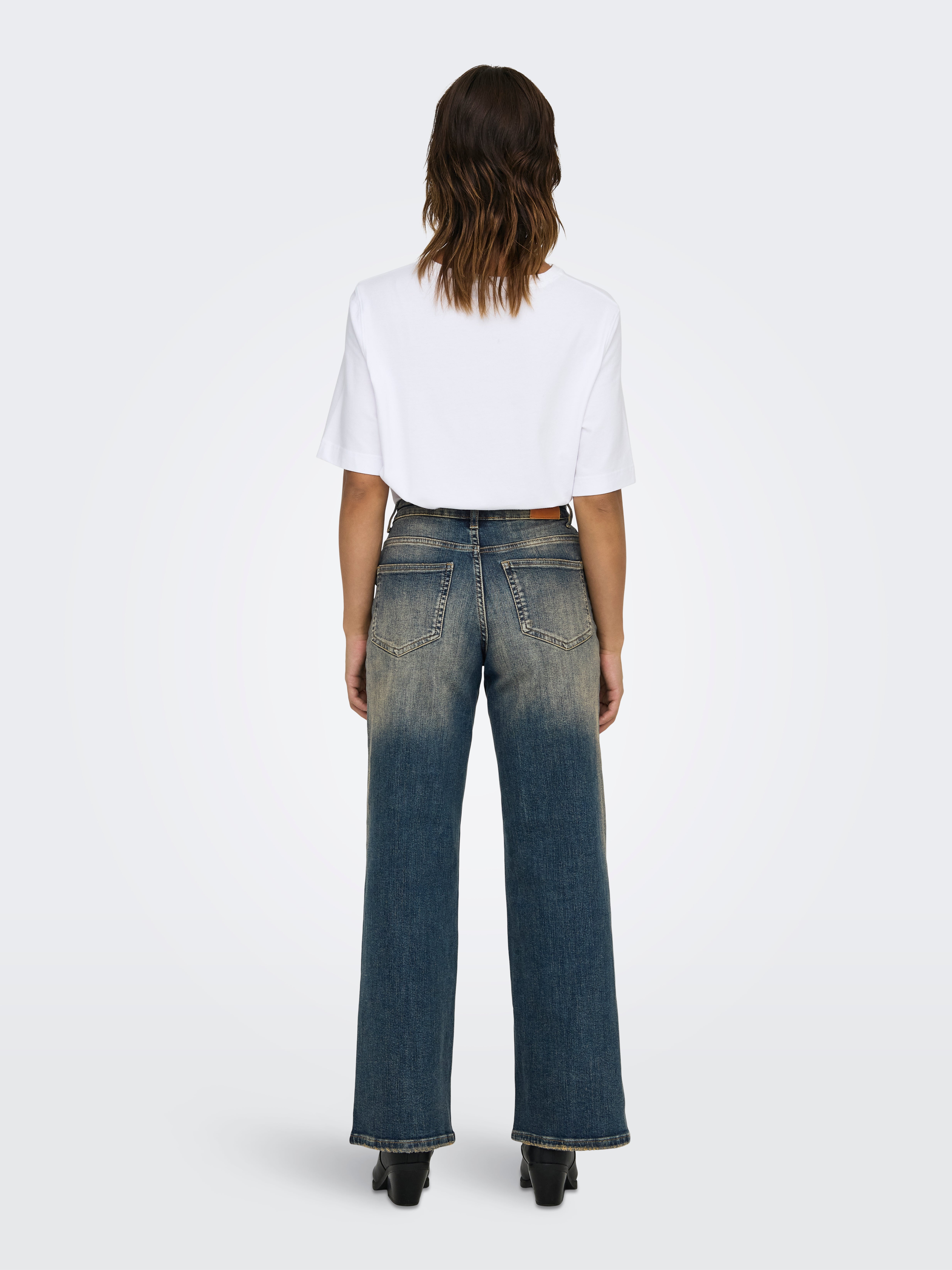 ONLMADISON Hohe Taille Weiter Beinschnitt Jeans Medium Blue Denim