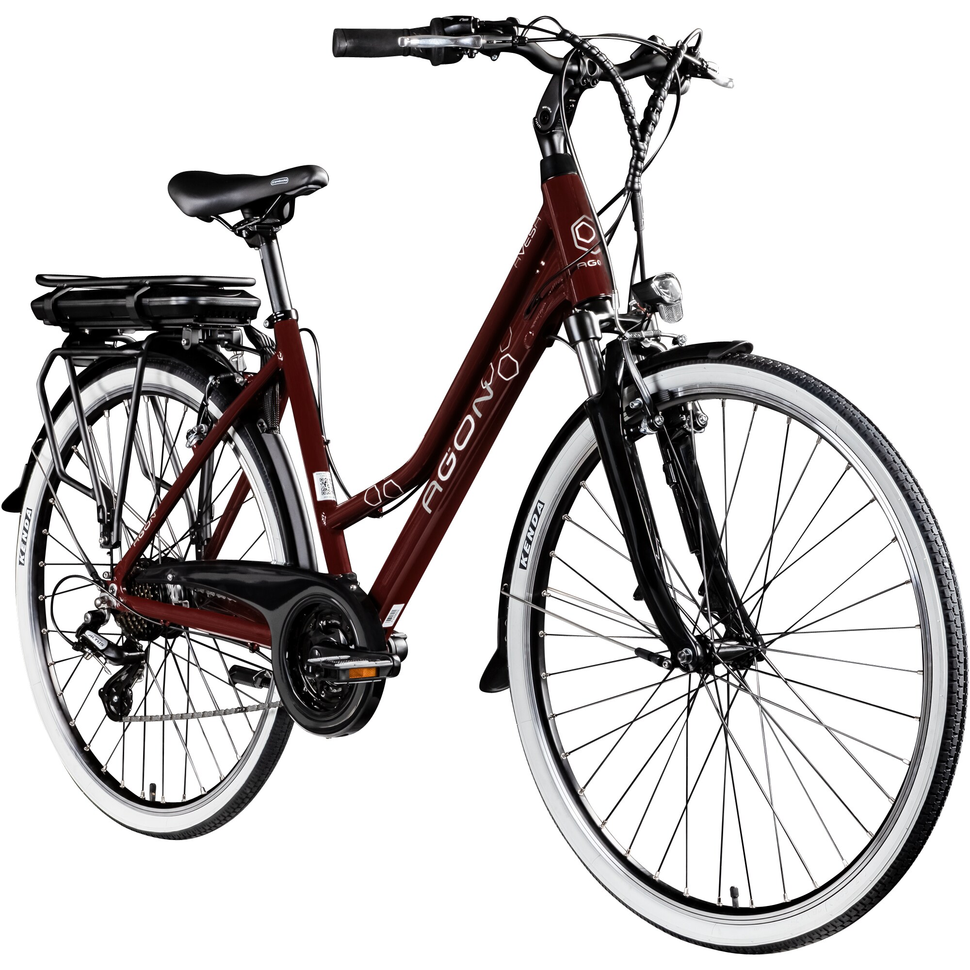 Agon Avesa E Bike Trekkingrad Damen Herren ab 155 cm mit Nabenmotor Pedelec Trekking Fahrrad mit 21 Gang und Beleuchtung StVZO Tiefeinsteiger