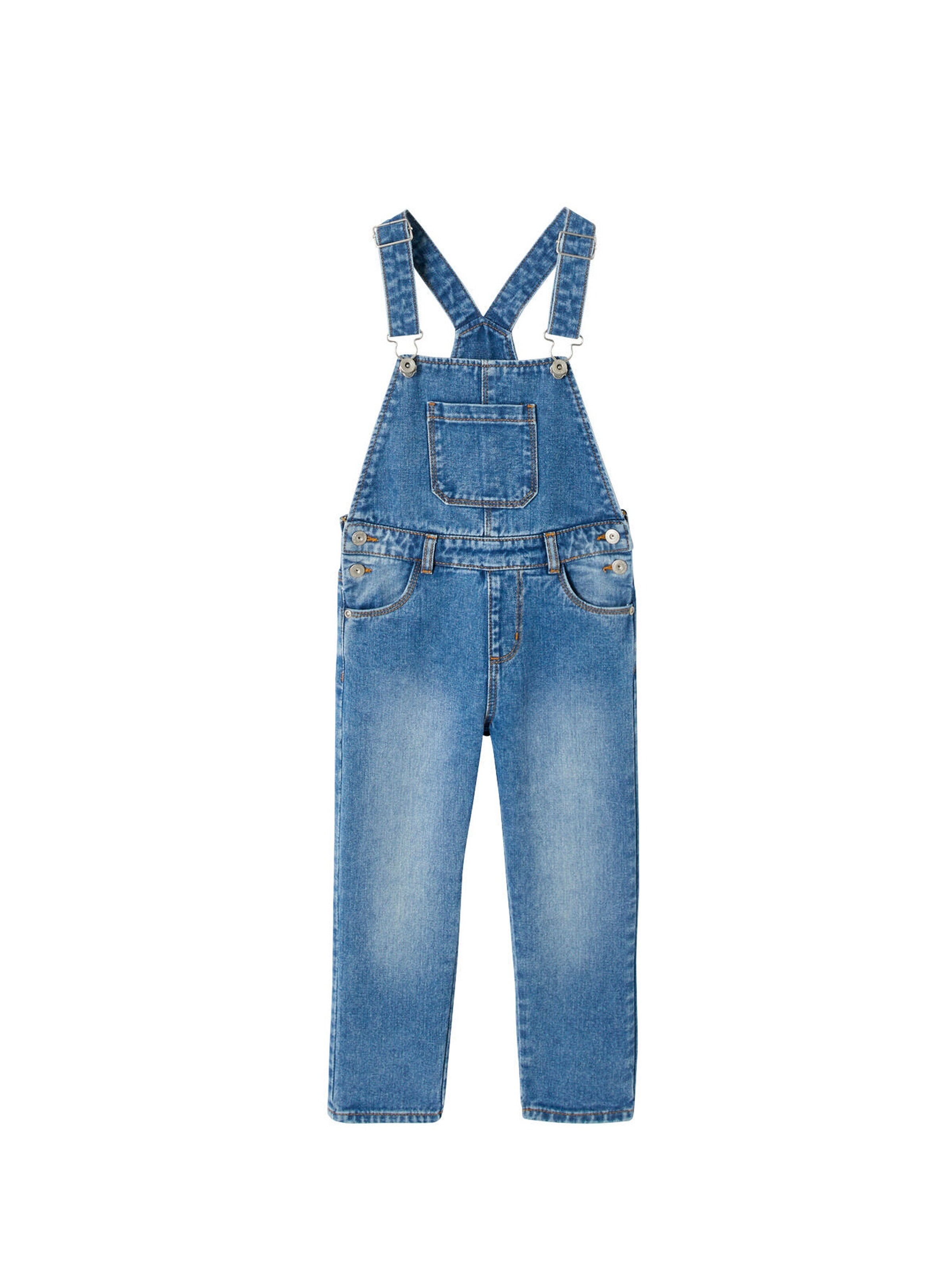 Vertbaudet Mädchen Latzjeans, Bundweite verstellbar blue stone