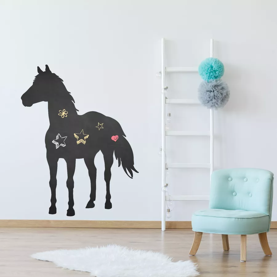 Nikima Wandtattoo 006 Pferd - selbstklebende Tafelfolie Kreidefolie inkl. 3 Stück Kreide schwarz