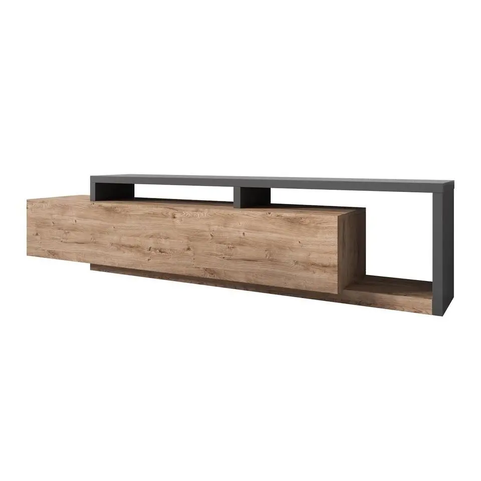 Meubella - TV-Meubel Bello - Eiken - Antraciet - 219 cm