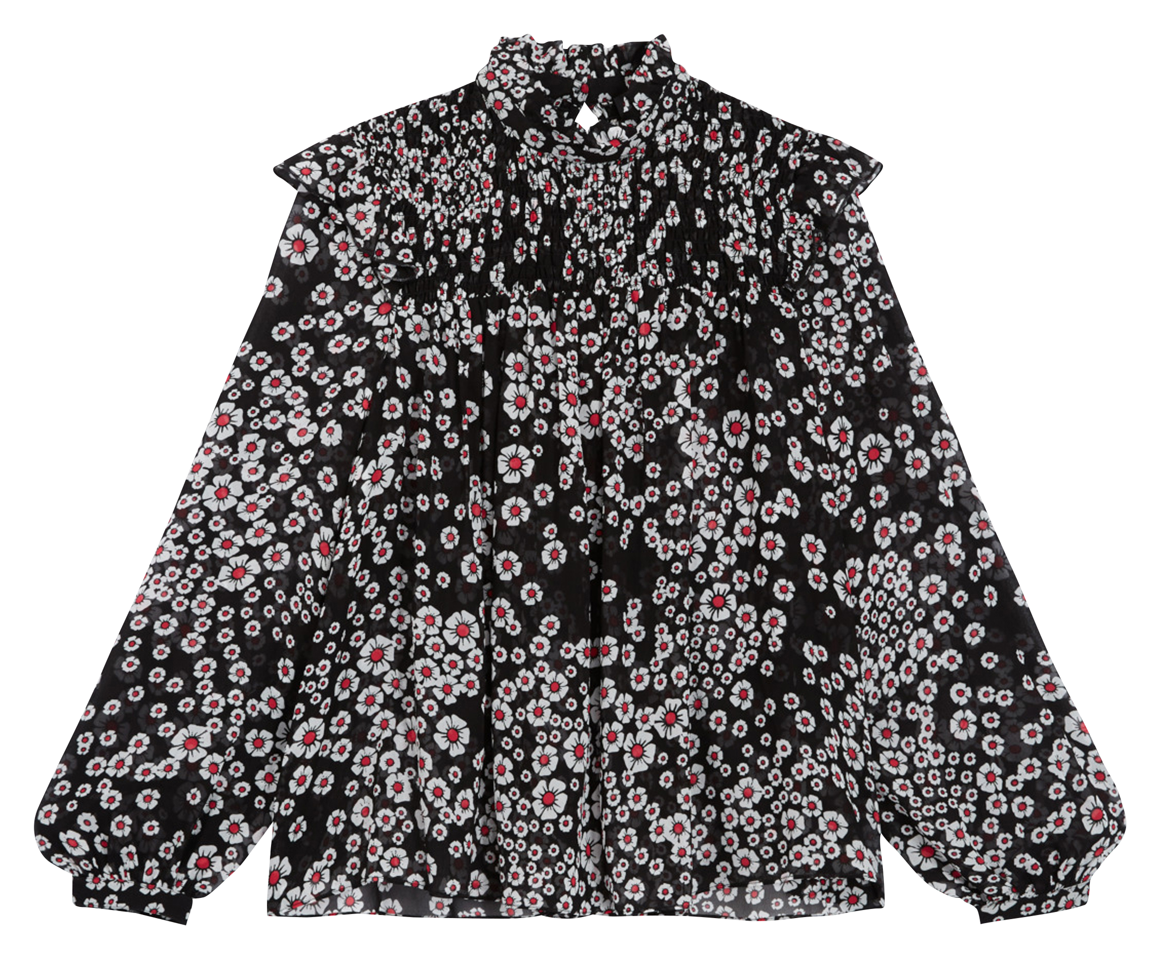 Blouse imprimée fleuri| Noir