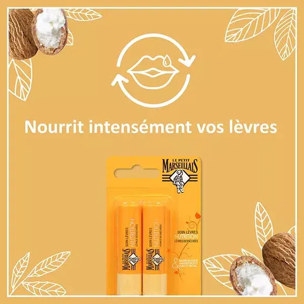 Le Petit Marseillais Protetor Labial com Karité, Amêndoa Doce e Argan - Kit com 2 unidades de 4,9g