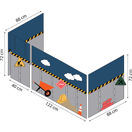 Hoppekids Construction forhæng til halvhøj- og køjeseng 90x200 cm