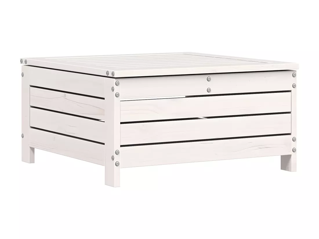 Repose-pied de jardin blanc 62x63,5x32 cm bois de pin massif