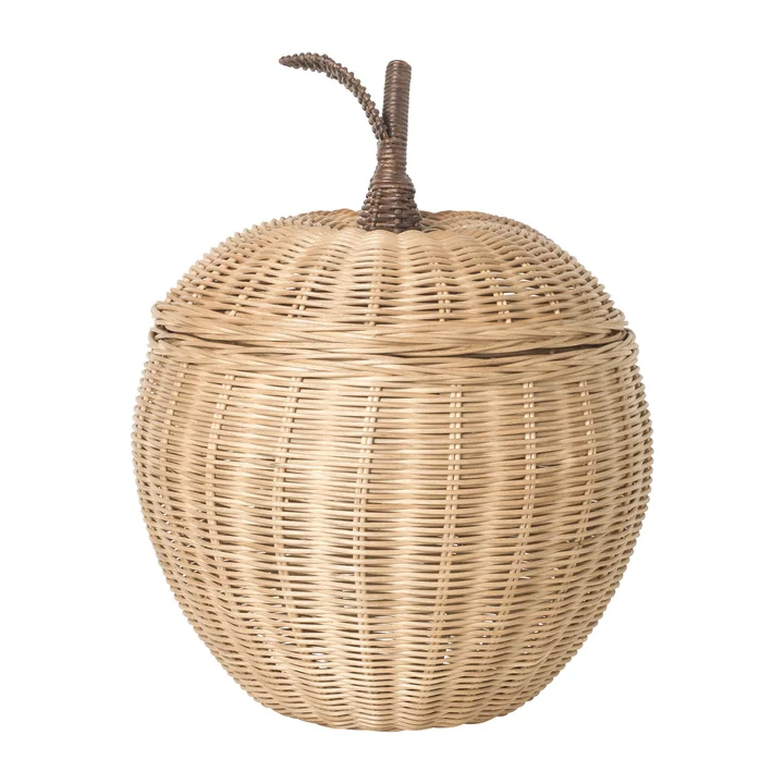 Ferm Living - Geflochtener Apfel-Aufbewahrungskorb, Ø 36,5 x H 52 cm, Rattan