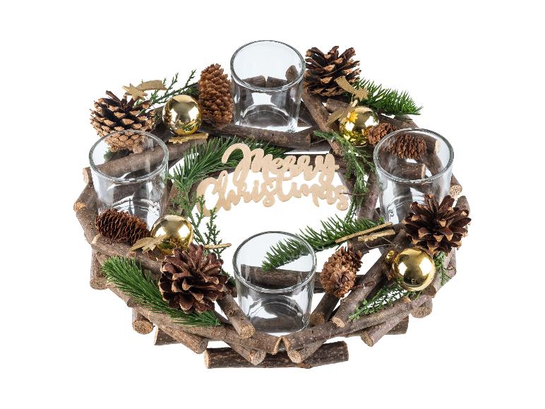 Kerstkrans met 4 waxinelichthouders
