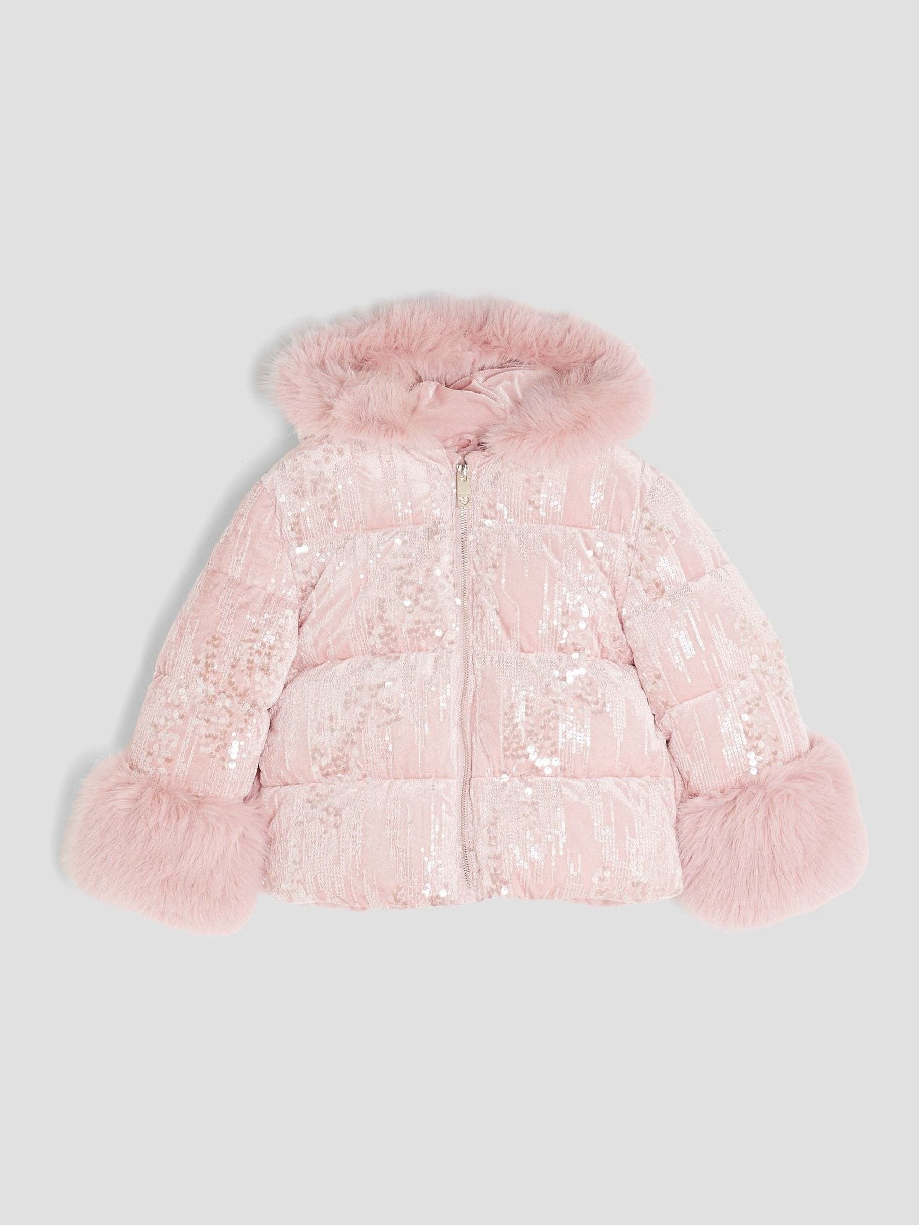 River Island Girls Sequin Puffer Coat