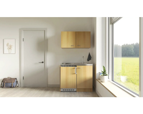 Flex Well mini keuken met apparatuur Nano 100 cm beuken mat gedemonteerd omkeerbaar uitvoering 00012461