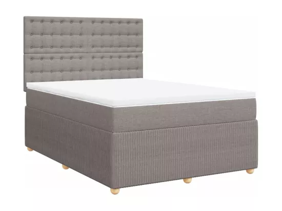 Sommier à lattes de lit avec matelas Taupe 140x190 cm Tissu