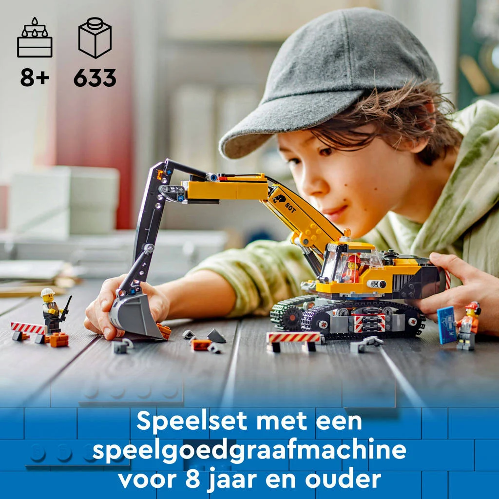 Must have voor de bouw liefhebberGele graafmachine Voertuig Speelgoed voor Kinderen 60420