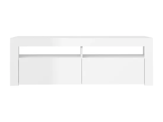 Meuble TV avec lumières LED blanc brillant 120x35x40 cm