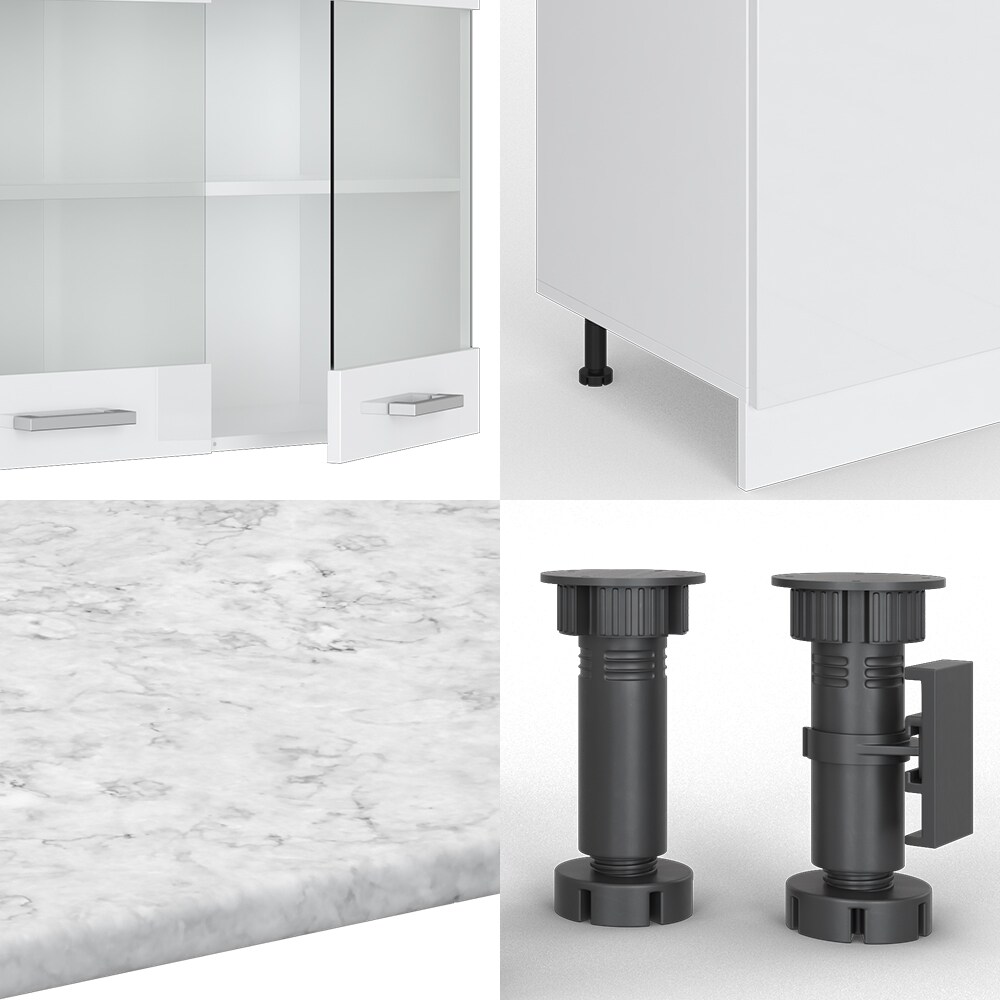 VICCO KÜCHE R-LINE 300 CM KÜCHENZEILE KÜCHENBLOCK EINBAUKÜCHE – WEISS HOCHGLANZ