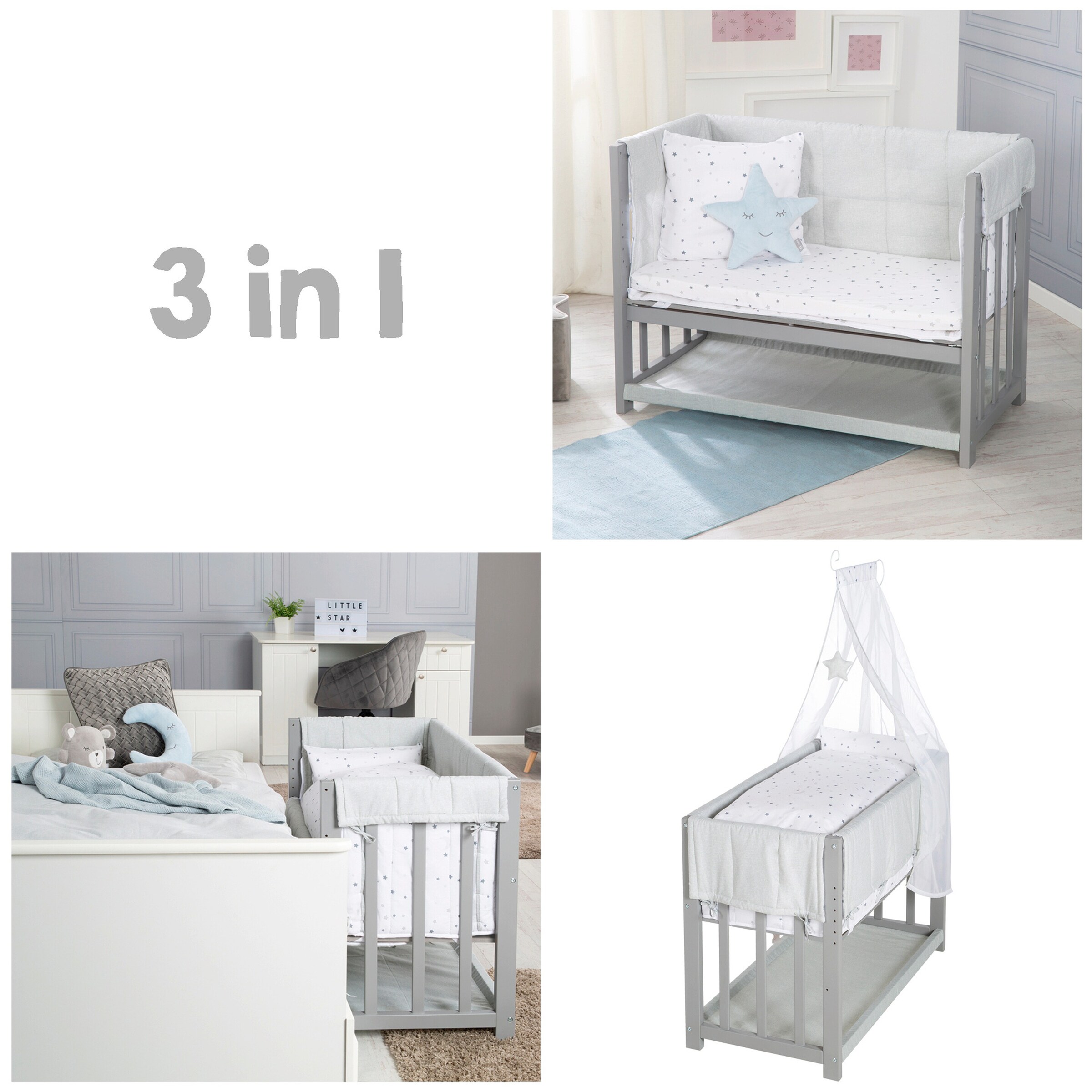 roba Stubenbett 3 in 1 Sternenzauber grau
