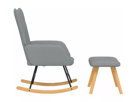 Chaise à bascule avec tabouret Gris clair Tissu