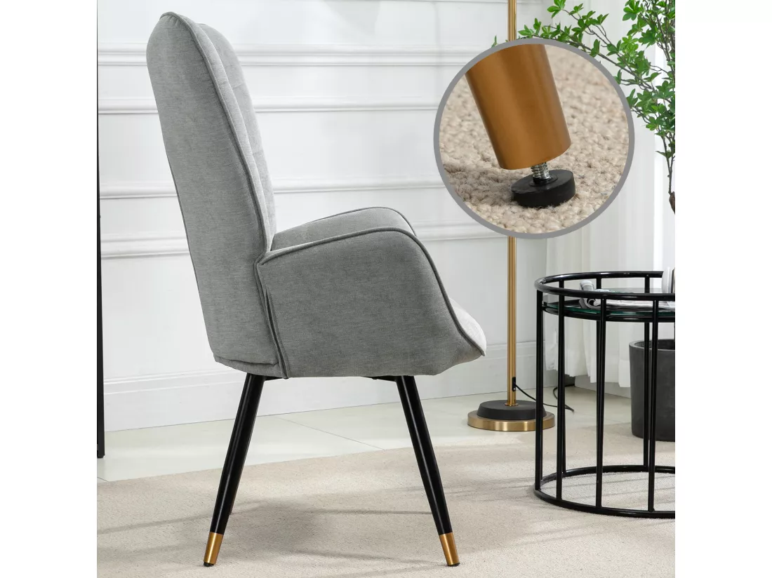 Fauteuil chaise de loisirs chaise de canapé style scandinave en tissu gris