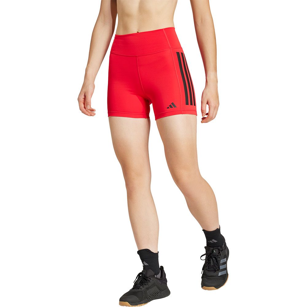 adidas Optime 3-Streifen kurze Leggings Damen pure ruby