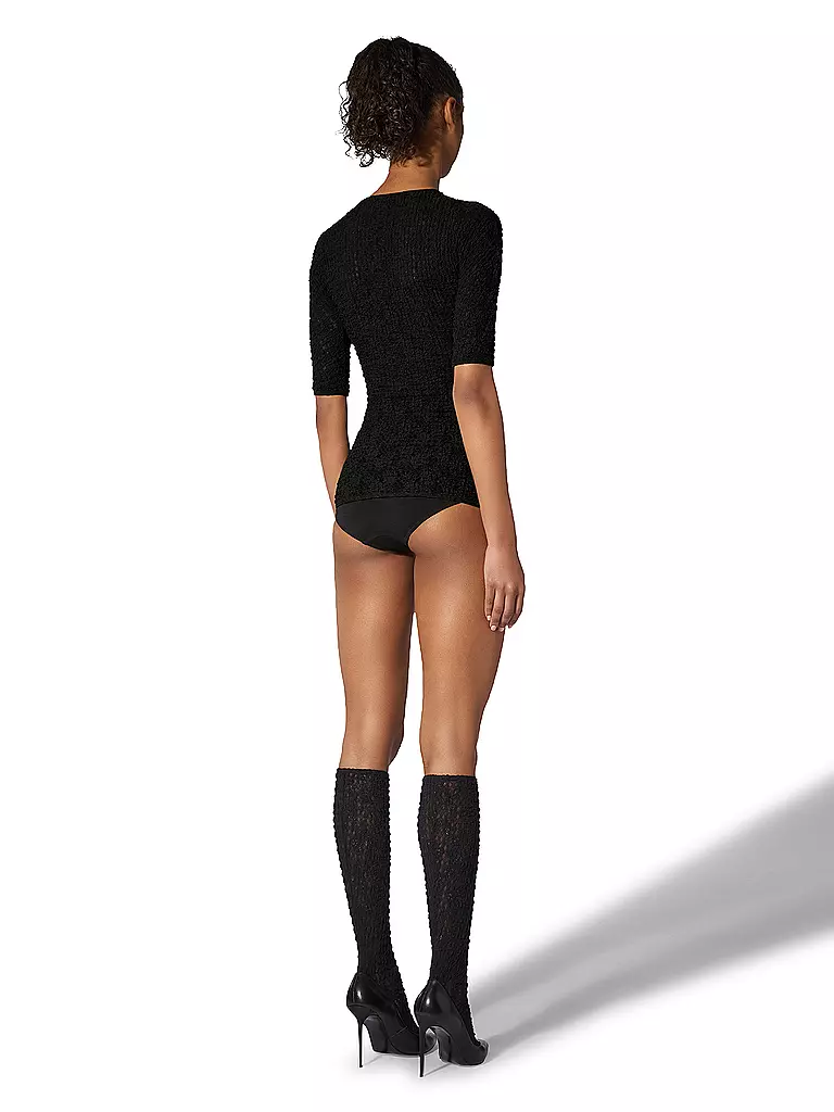 WOLFORD T-Shirt KA STRUCTURED LACE black schwarz
