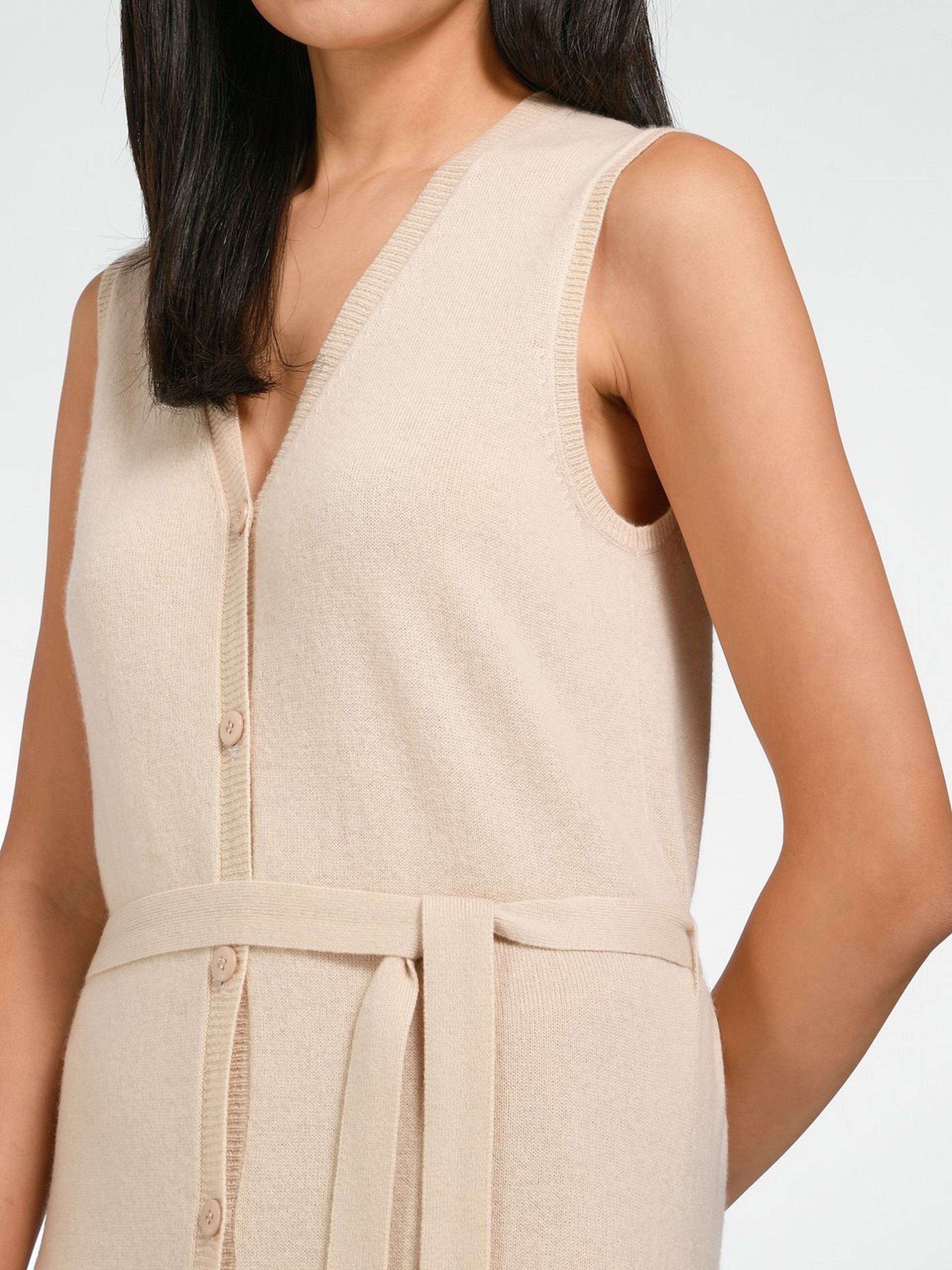 Ärmelloses Strickkleid aus Schurwolle und Kaschmir