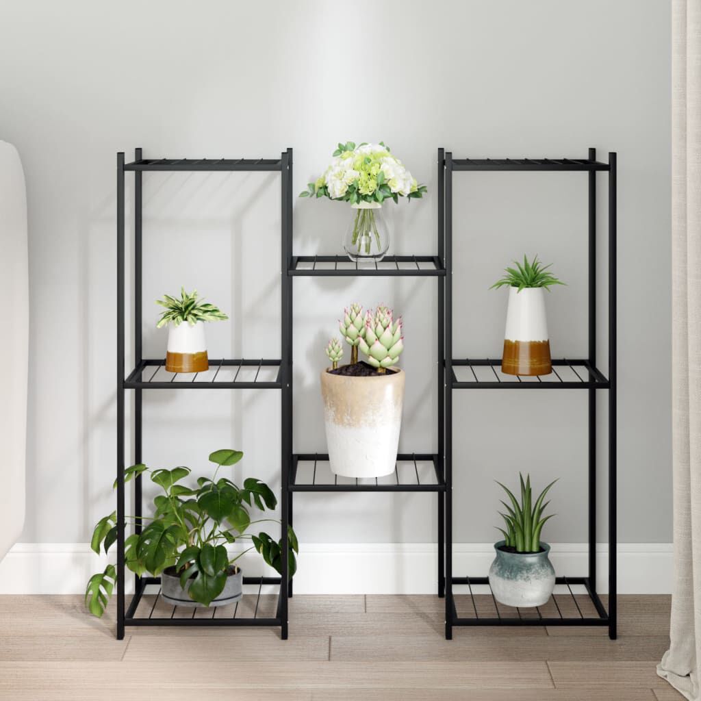vidaXL Bloemenstandaard 83x25x80 cm Zwart IJzer