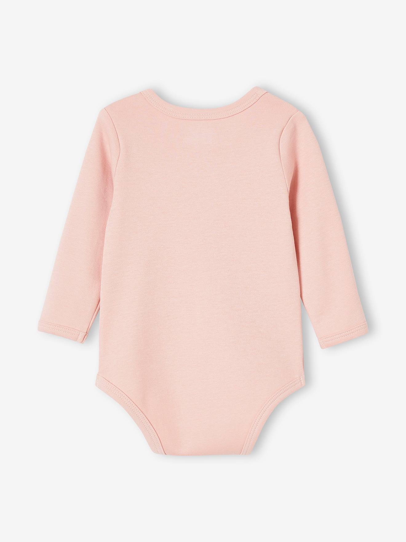 Conjunto de 5 bodies de manga comprida para bebês com cavas americanas, rosa claro bicolor/multicolorido
