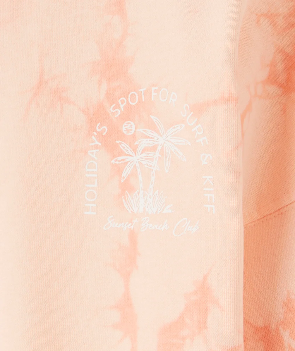 sweat fille en coton bio orange imprimé tye and die avec messages