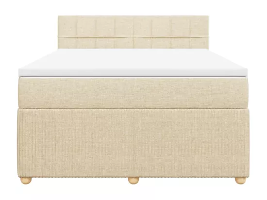 Sommier à lattes de lit avec matelas Crème 140x190 cm Tissu