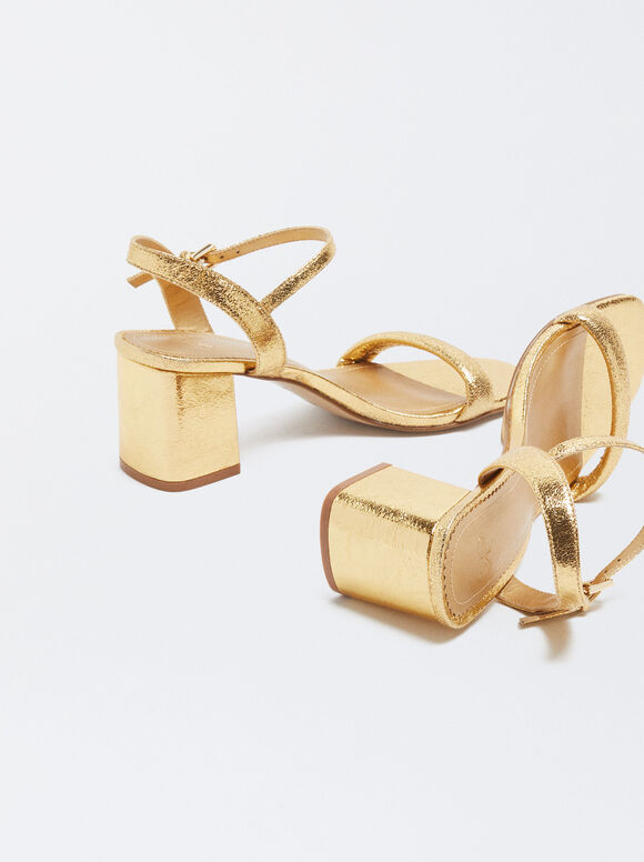 Sandalia Tacón Metalizada - Dorado